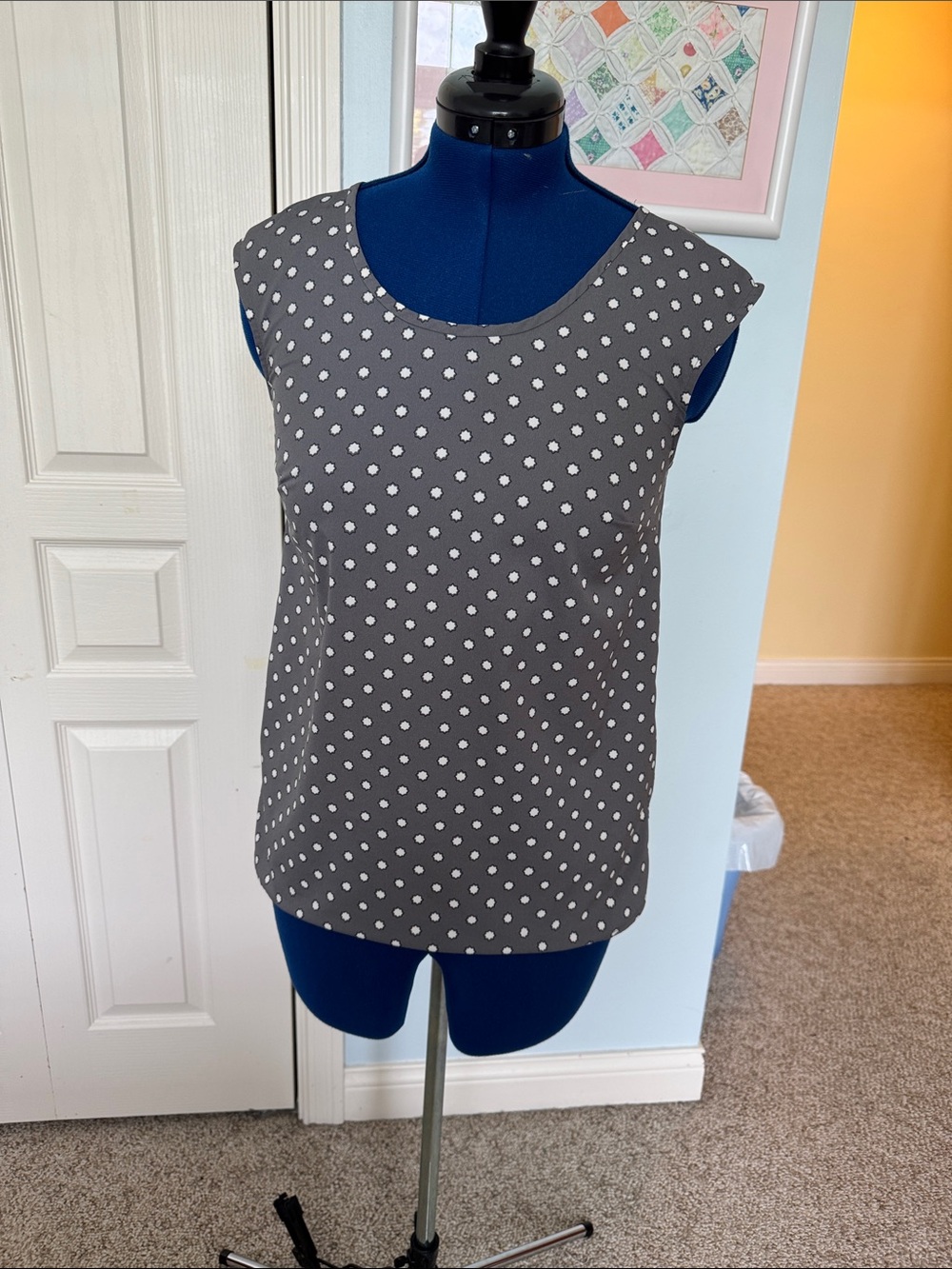 Merona Gray Sleeveless Polka Dot Camisole with White Dots